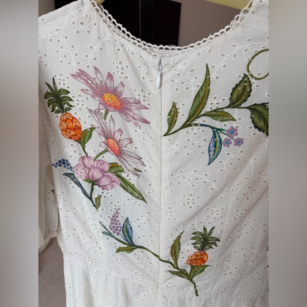 Farm Rio: Floral Embroidered White Dress / Sweet Bloom Dreamscape - Picture 8 of 11